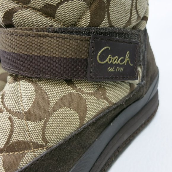 Coach Signature Mariette Fur Trim Canvas Boots Size 5.5 M - Picture 8 of 9